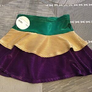 New Azarhia Girl's Metallic Mardi Gras Ruffle Short--Size 10-12/12